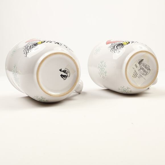 Pair of Coffee Mugs Cracker Barrel Milk For Santa Merry Christmas Snowflakes - Picture 6 of 9